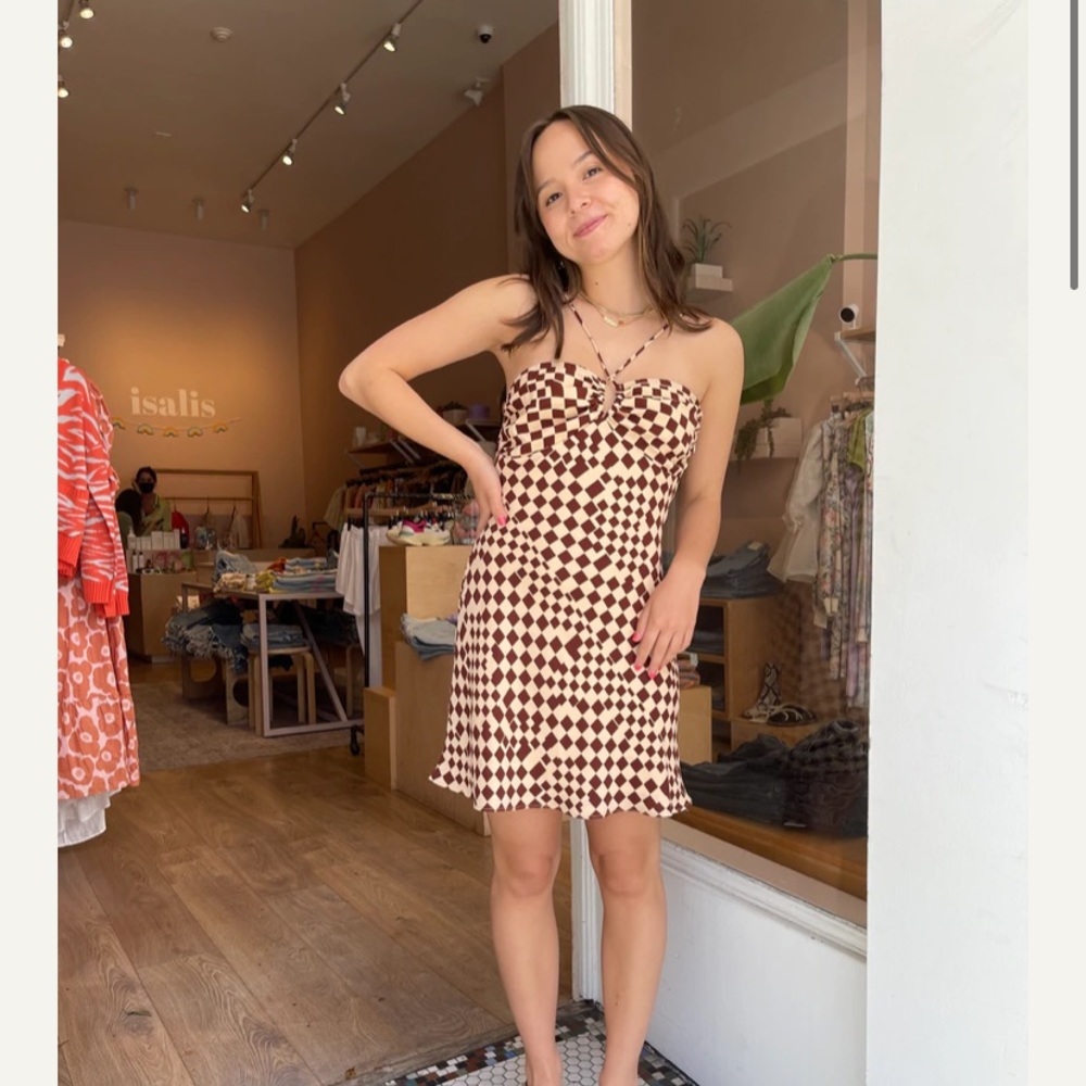 Isalis Black and White Checkered Dress
